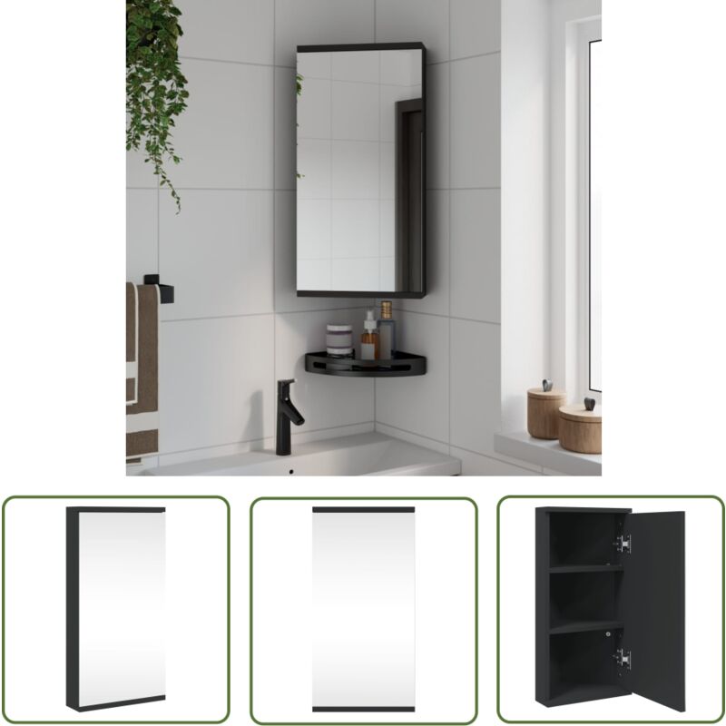 VidaXL Armoire de bain à miroir d'angle noir 30x24x60 cm