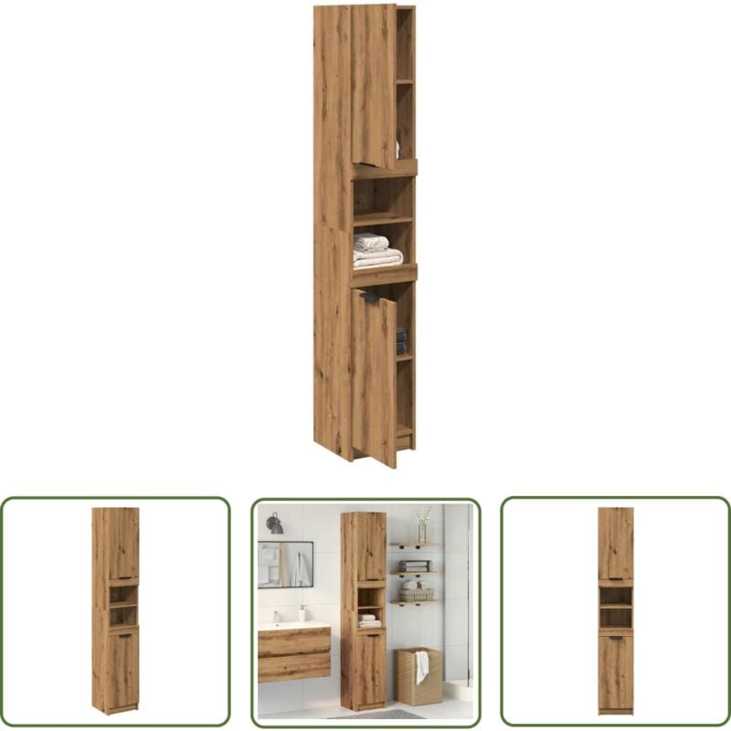 VidaXL Armoire de bain chêne artisanal 32x34x188,5cm bois d'ingénierie