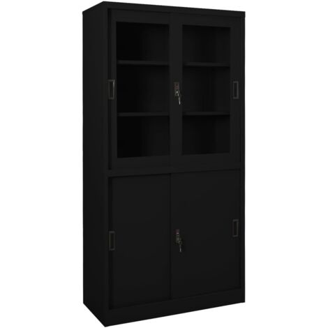 vidaXL Armoire de bureau et porte coulissante Blanc 90x40x180 cm Acier