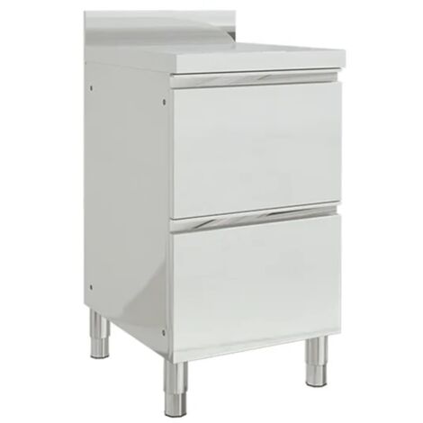 Vidaxl – Armoire de cuisine commerciale 50 x 60 x 96 cm – Acier inoxydable de qualité alimentaire – 2 tiroirs avec rails lisses – Pieds réglables