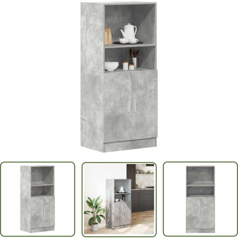 vidaXL Armoire de cuisine gris béton 57x41,5x131,5 cm bois ingénierie