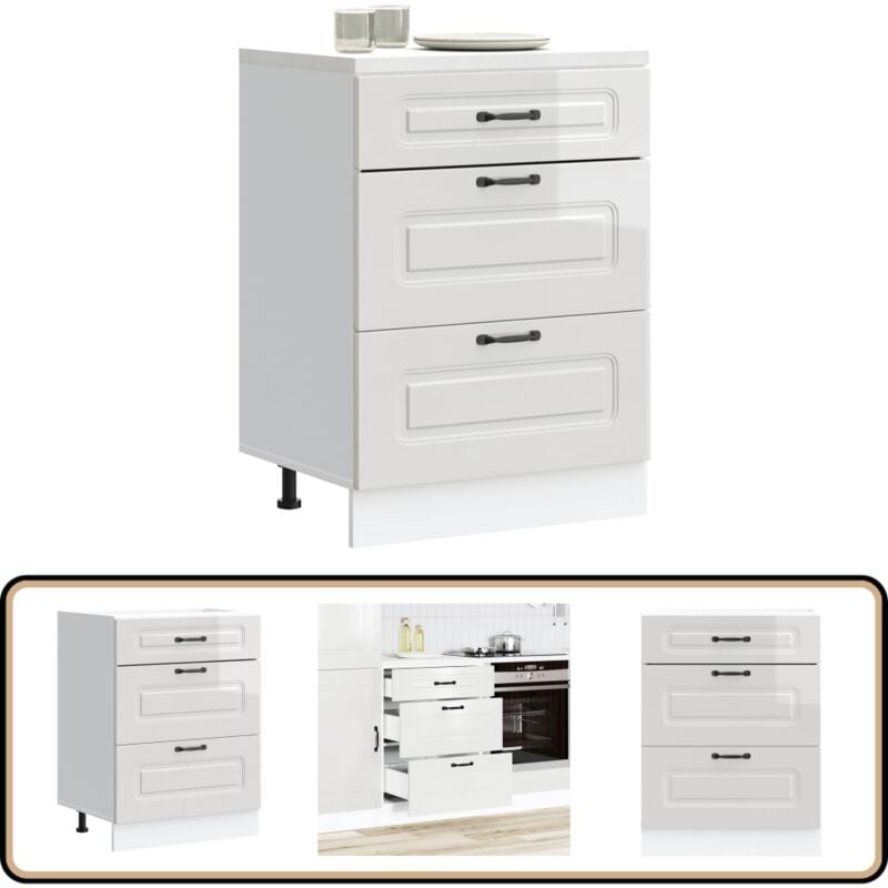 Vidaxl - Armoire de cuisine Kalmar blanc brillant bois ingénierie