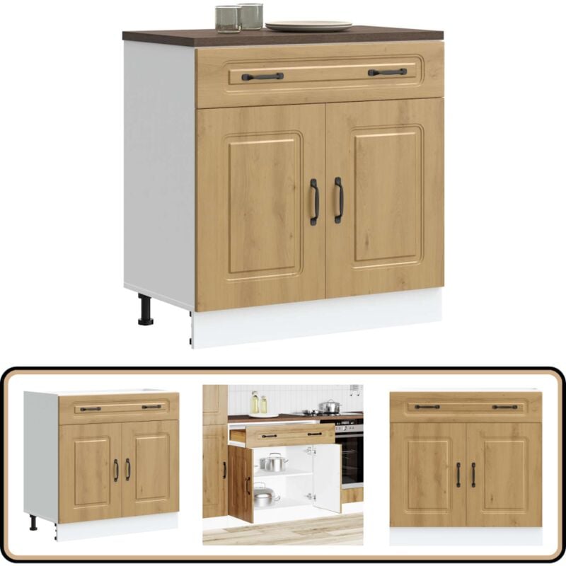 Armoire de cuisine Kalmar chêne artisanal bois d'ingénierie - Vidaxl