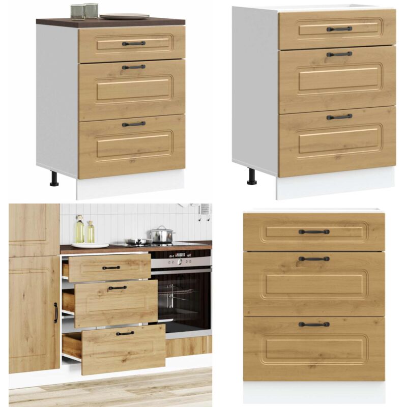 Armoire de cuisine Kalmar chêne artisanal bois d'ingénierie - Vidaxl