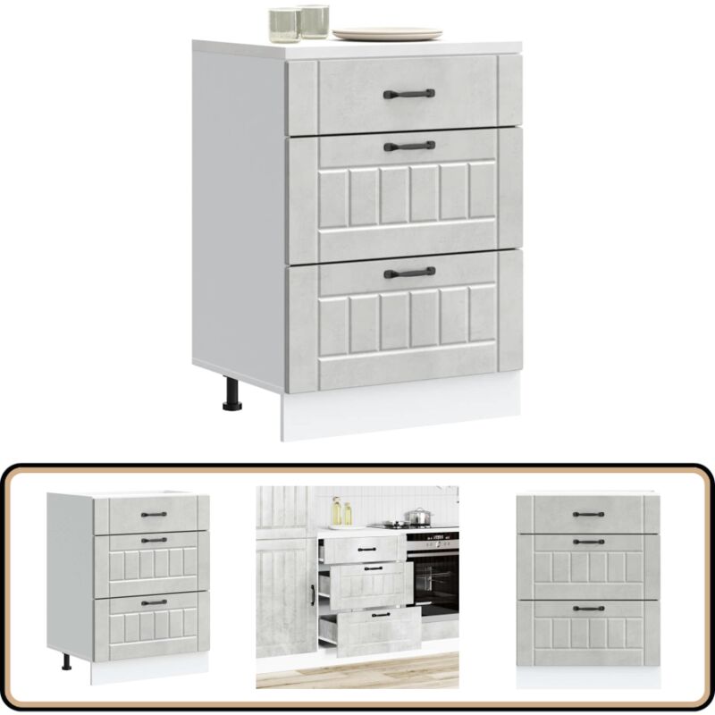 Vidaxl - Armoire de cuisine Lucca gris béton bois ingénierie