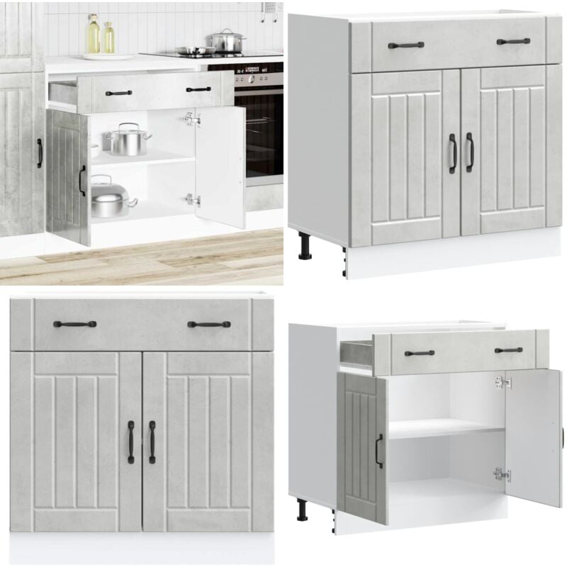 Vidaxl - Armoire de cuisine Lucca gris béton bois ingénierie