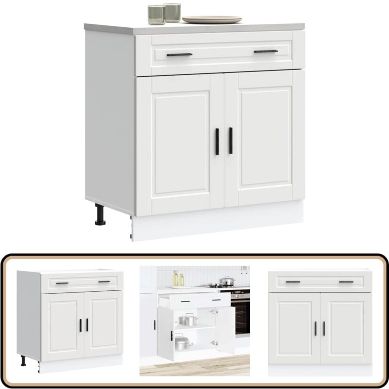 Armoire de cuisine Porto blanc bois d'ingénierie - Vidaxl