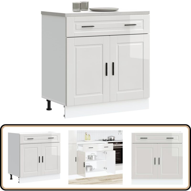 Armoire de cuisine Porto blanc brillant bois ingénierie - Vidaxl