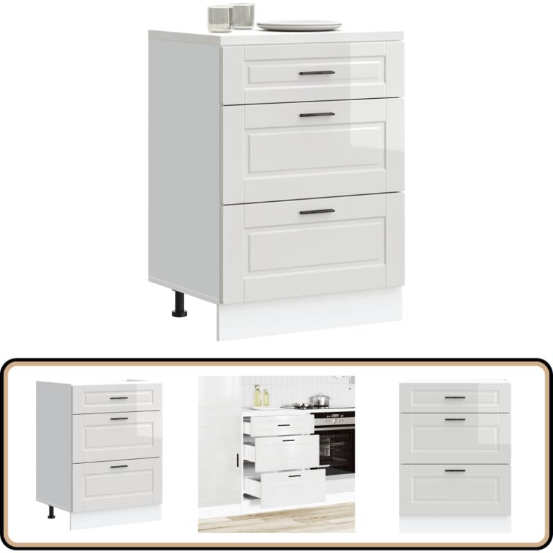 Vidaxl - Armoire de cuisine Porto blanc brillant bois ingénierie