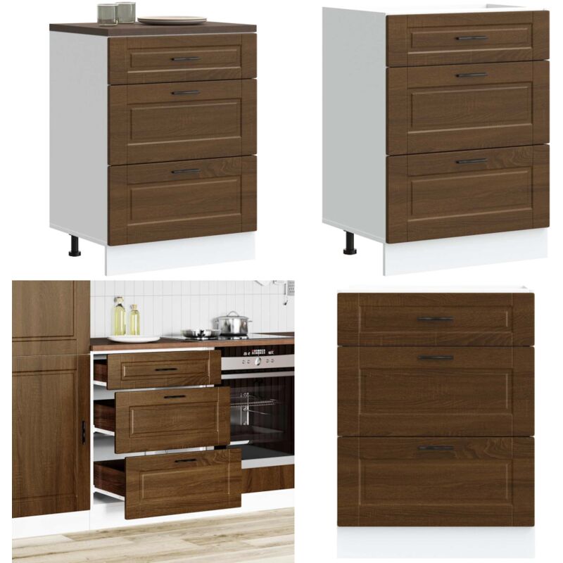 Armoire de cuisine Porto chêne marron bois d'ingénierie - Vidaxl