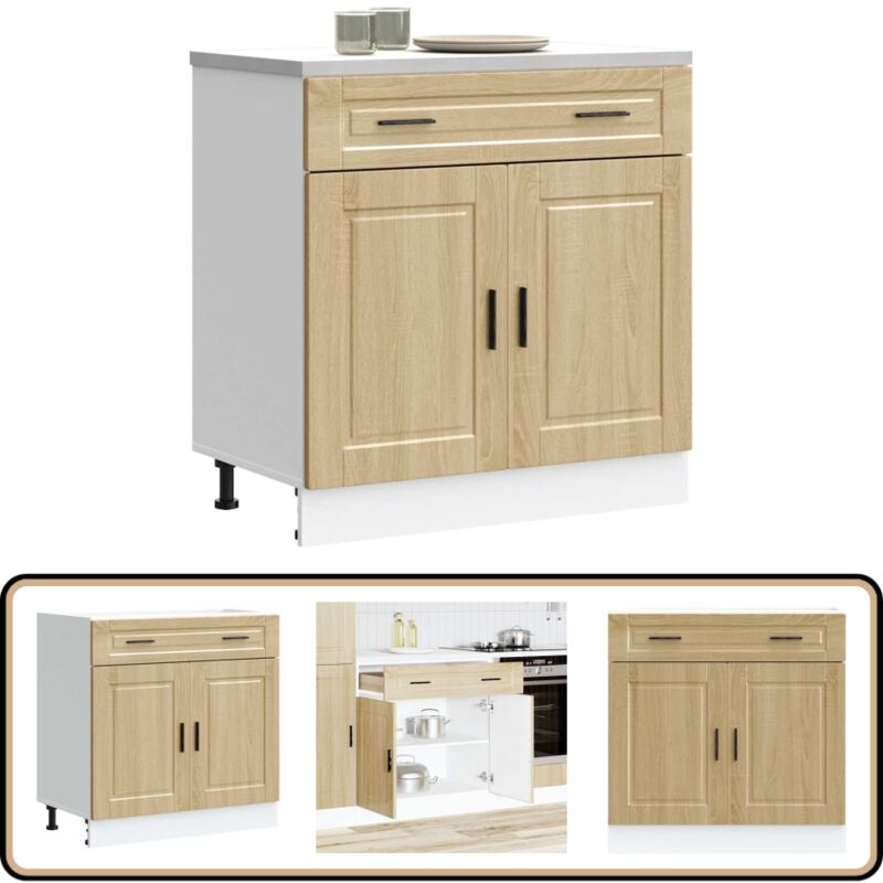 Armoire de cuisine Porto chêne sonoma bois d'ingénierie - Vidaxl