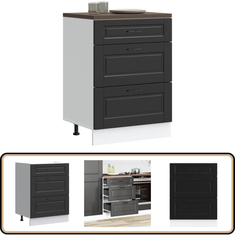Vidaxl - Armoire de cuisine Porto noir bois d'ingénierie