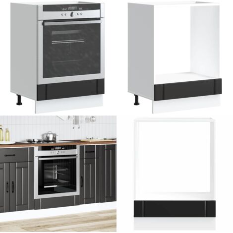 vidaXL Armoire de four Lucca noir bois d'ingénierie
