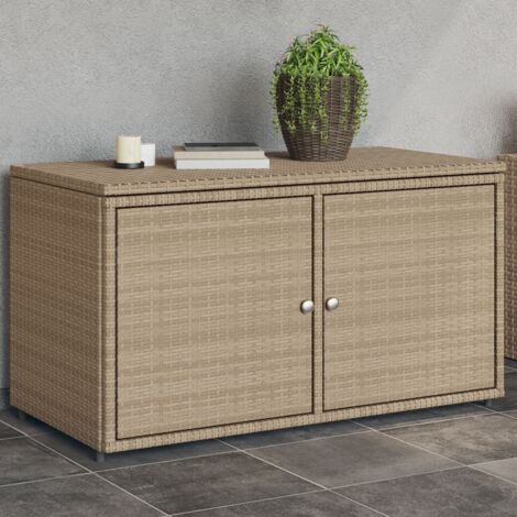 Vidaxl – Armoire de jardin beige 110x55x60,5 cm – Résine tressée durable – Cadre en acier enduit – Capacité 15 kg par étagère