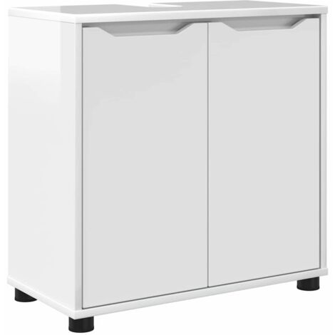 vidaXL Armoire de lavabo de salle de bain avec étagère Blanc brillant