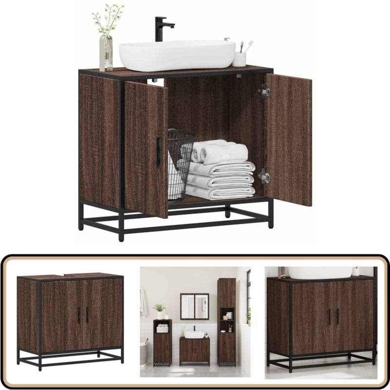 Vidaxl - Armoire de lavabo de salle de bain chêne marron 65x33x60 cm