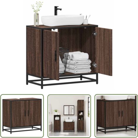 vidaXL Armoire de lavabo de salle de bain chêne marron 65x33x60 cm