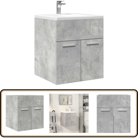 vidaXL Armoire de lavabo de salle de bain gris béton 41x38,5x46 cm