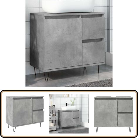 vidaXL Armoire de lavabo de salle de bain gris béton 65x33x60 cm