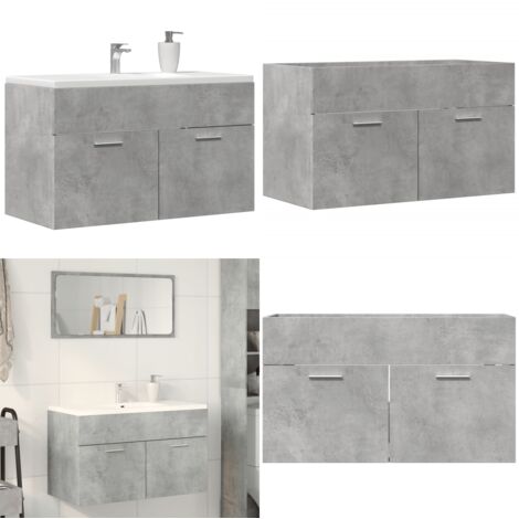 vidaXL Armoire de lavabo de salle de bain gris béton bois d'ingénierie
