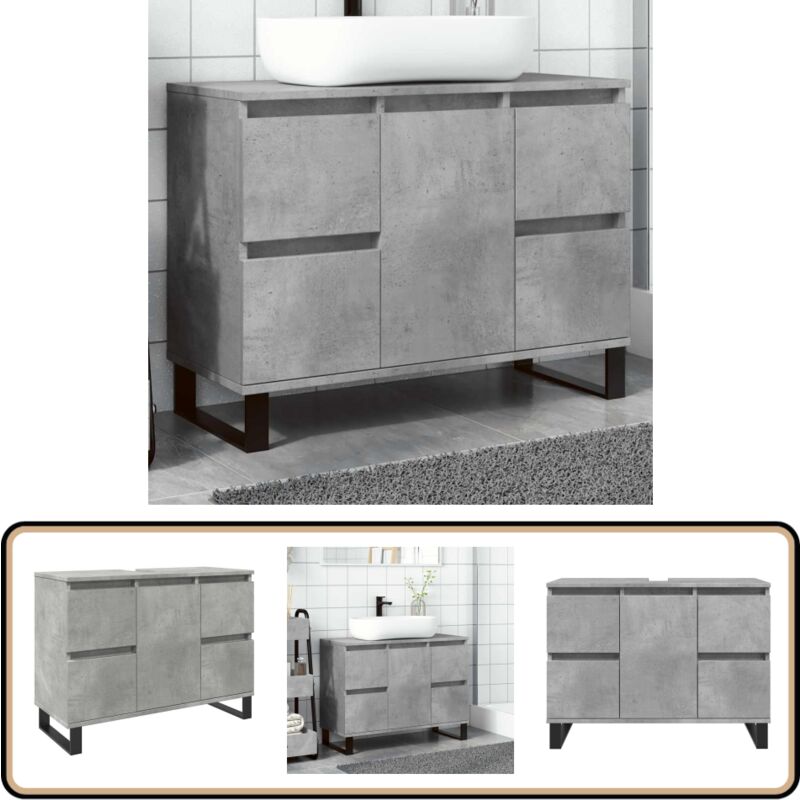 Vidaxl - Armoire de lavabo salle de bain gris béton 80x33x60 cm