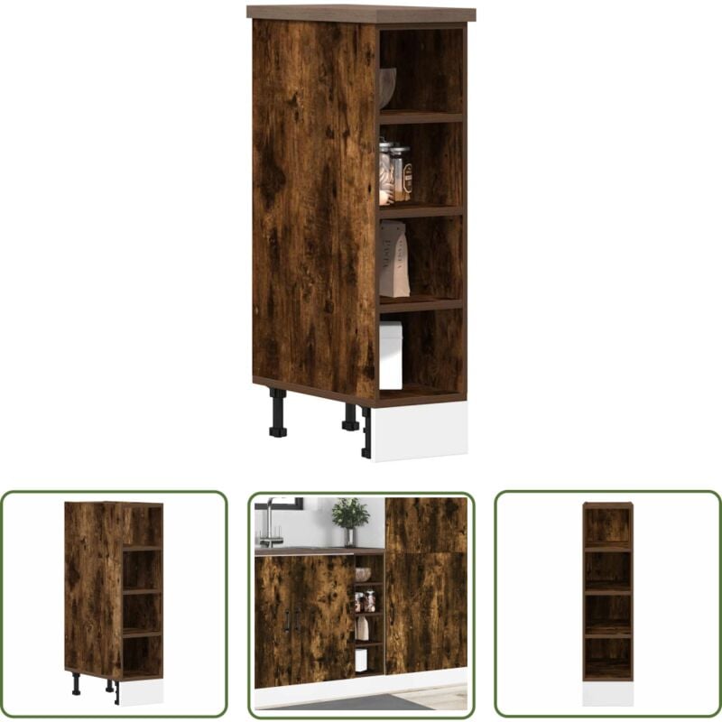 The Living Store - vidaXL Armoire de plancher chêne fumé 20x44,5x81,5cm bois d'ingénierie