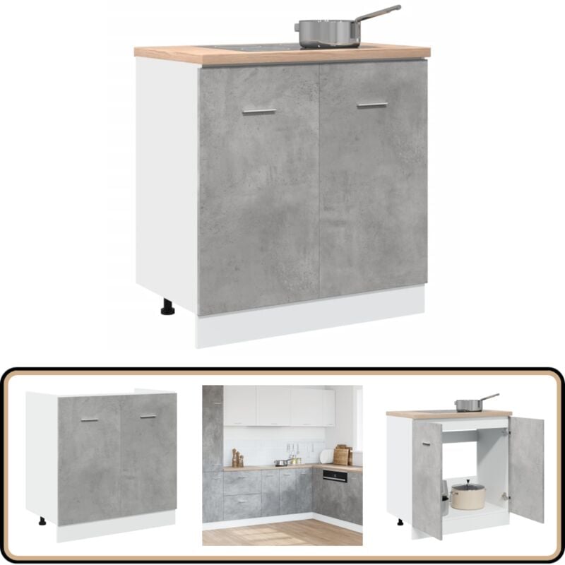 Vidaxl - Armoire de plancher d'évier gris béton 80x46x81,5 cm
