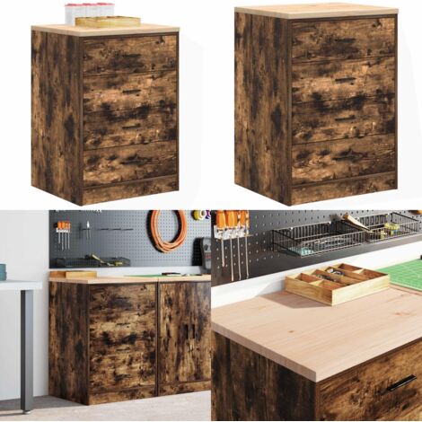 vidaXL Armoire de rangement de garage chêne fumé 60x51x85 cm bois pin