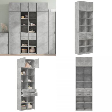 vidaXL Armoire de rangement gris béton 70x42,5x225cm bois d'ingénierie