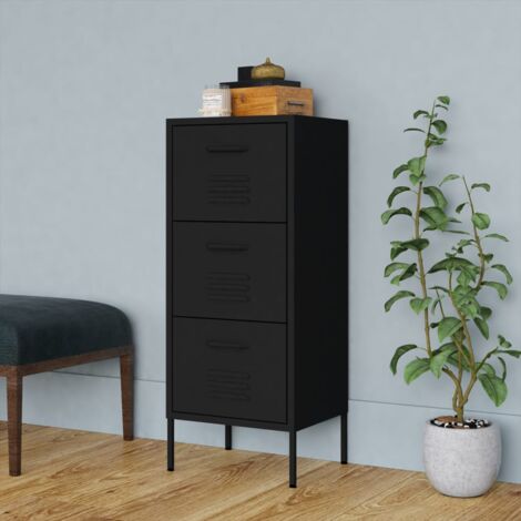 Vidaxl – Armoire de rangement noire 42,5x35x101,5 cm – Acier robuste avec tiroirs extensibles – Capacité 60 kg – Niveleurs inclus