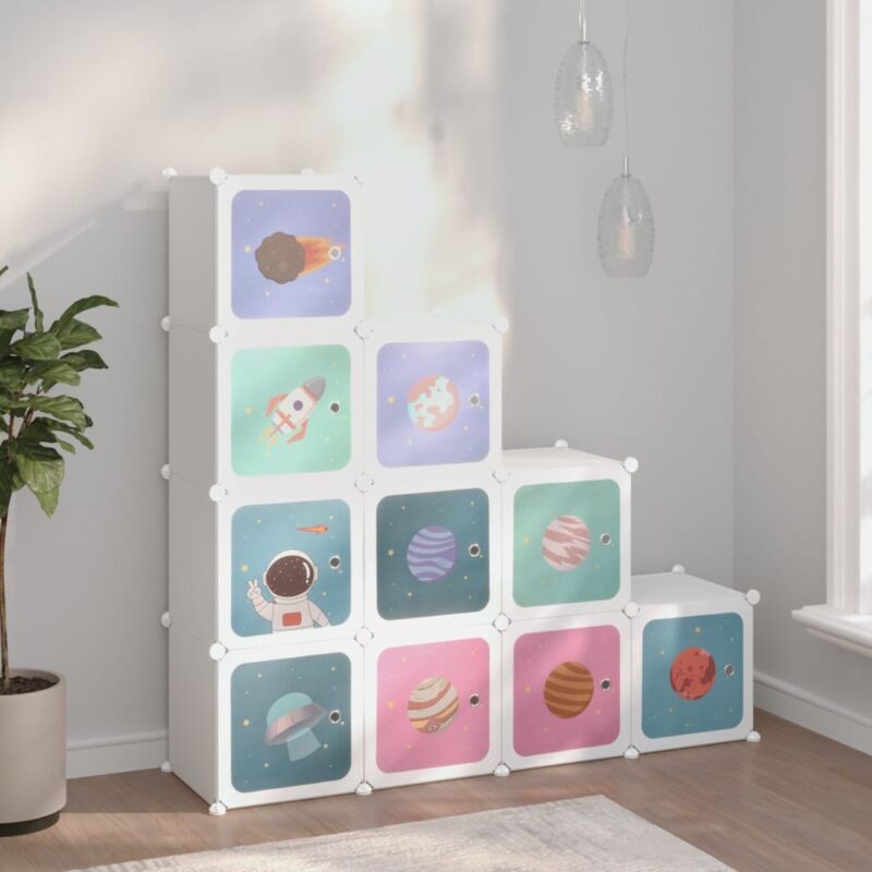 Armoire de rangement pour enfants avec 10 cubes Blanc pp