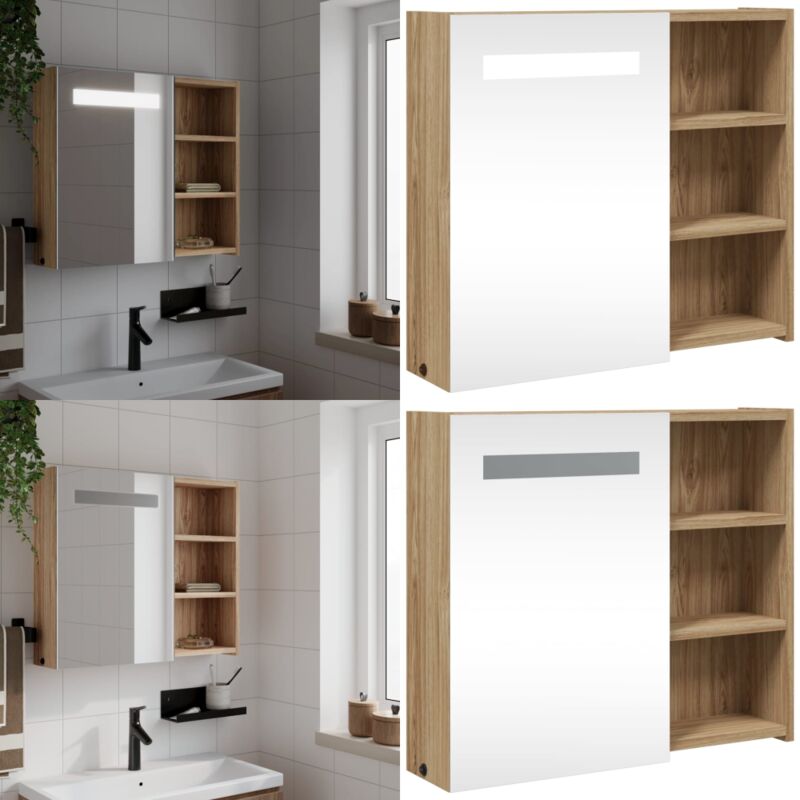 Vidaxl - Armoire de salle de bain à miroir avec led chêne 60x13x52 cm