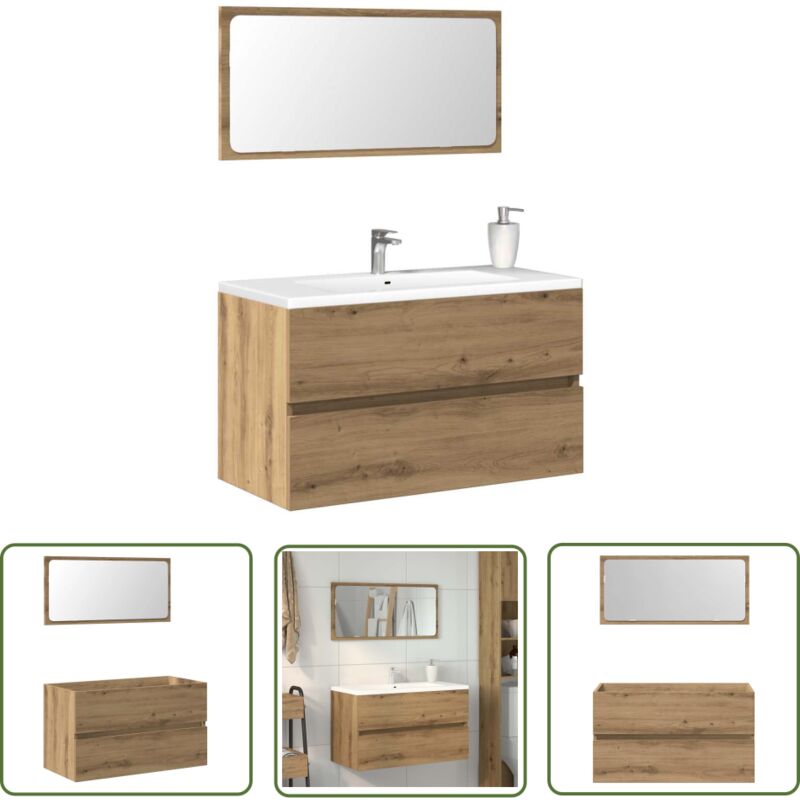 The Living Store - vidaXL Armoire de salle de bain avec miroir chêne artisanal