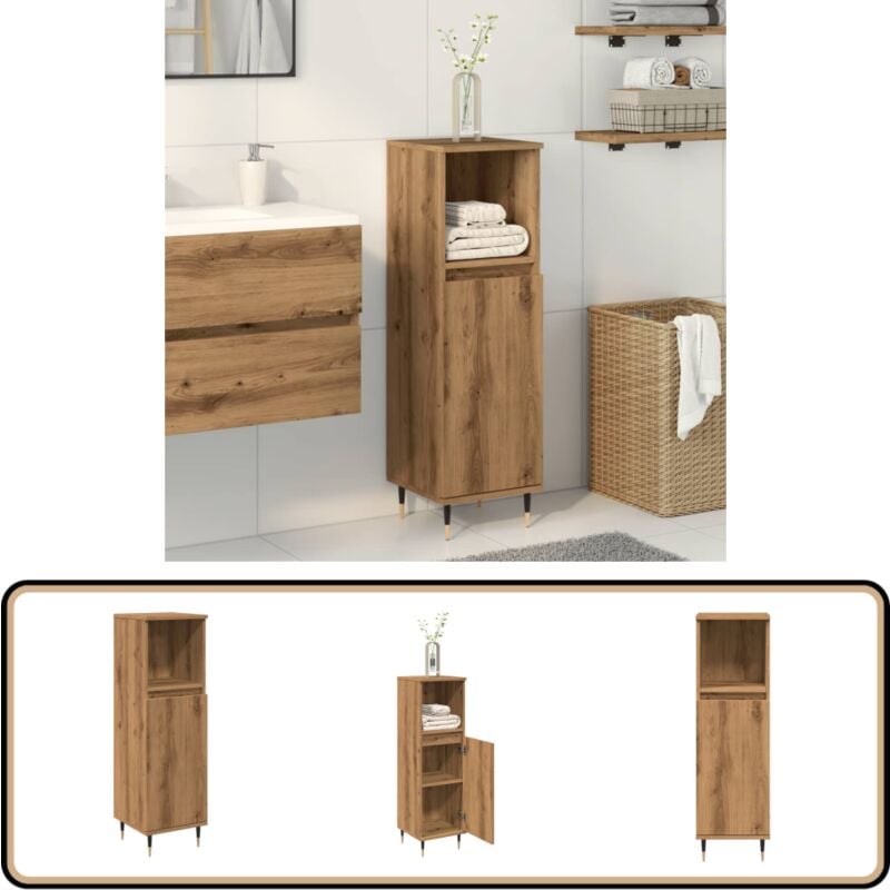 Vidaxl - Armoire de salle de bain chêne artisanal 30x30x100 cm