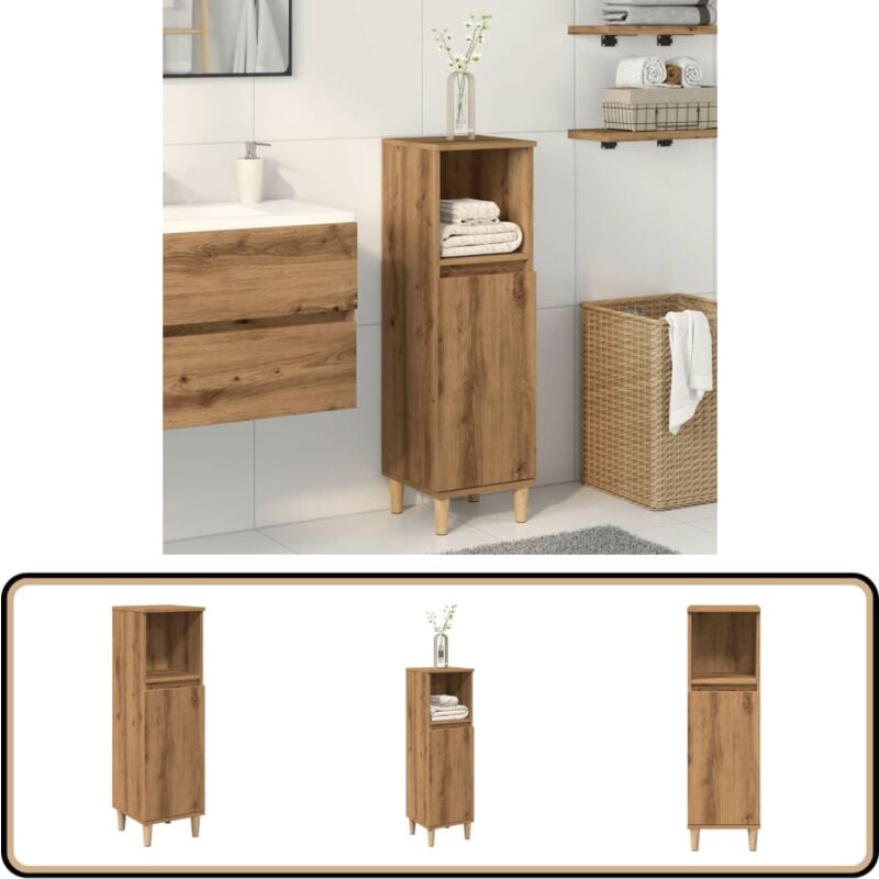 Vidaxl - Armoire de salle de bain chêne artisanal 30x30x100 cm