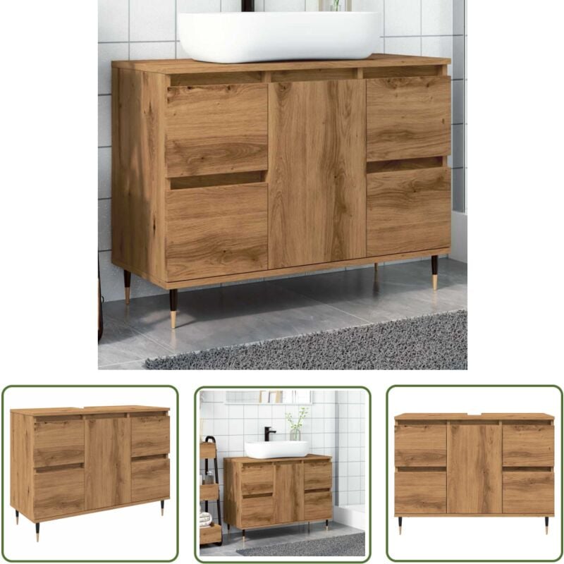 vidaXL Armoire de salle de bain chêne artisanal bois d'ingénierie