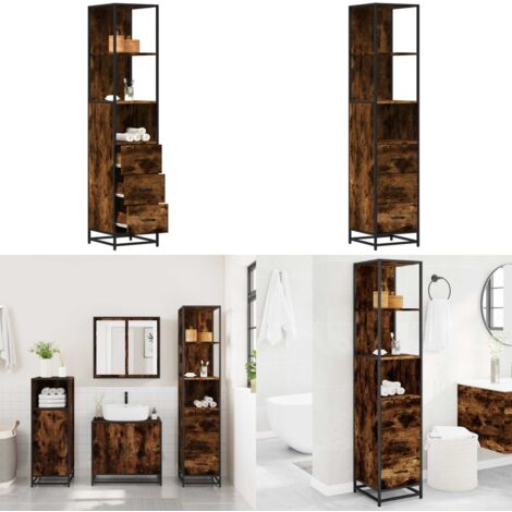 vidaXL Armoire de salle de bain chêne fumé 35x37,5x166 cm