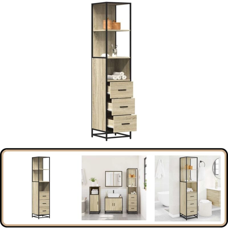 vidaXL Armoire de salle de bain chêne sonoma 35x37,5x166 cm