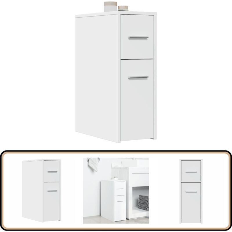 Vidaxl - Armoire de salle de bain étroite avec roulettes blanc