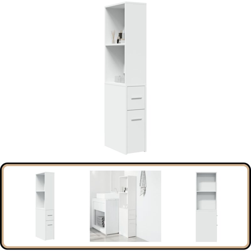 Vidaxl - Armoire de salle de bain étroite avec roulettes blanc