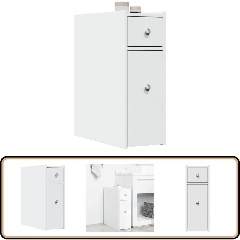 vidaXL Armoire de salle de bain étroite avec roulettes blanc