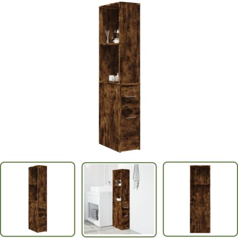 vidaXL Armoire de salle de bain étroite avec roulettes chêne fumé