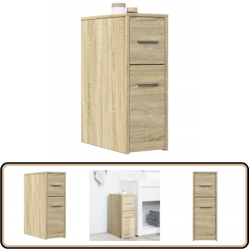Vidaxl - Armoire de salle de bain étroite avec roulettes chêne sonoma