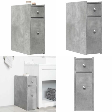 vidaXL Armoire de salle de bain étroite avec roulettes gris béton