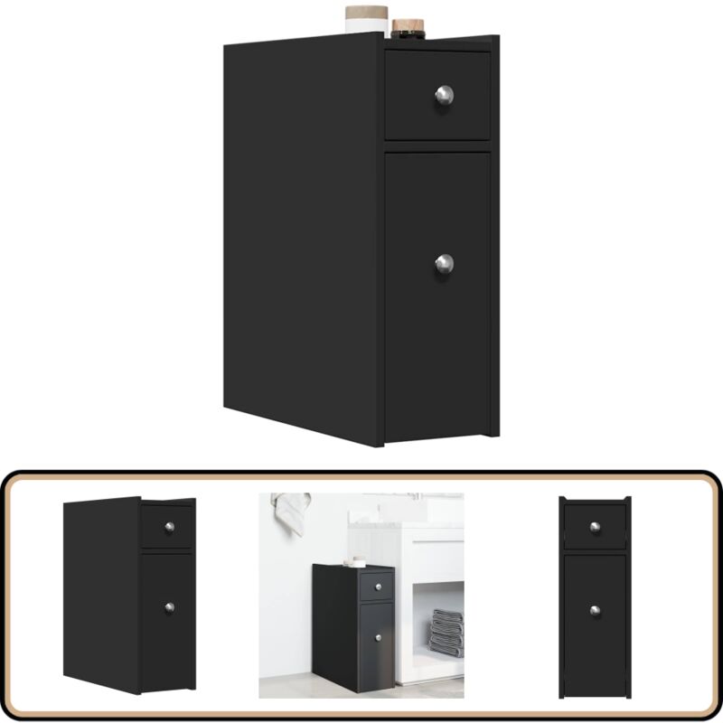 Vidaxl - Armoire de salle de bain étroite avec roulettes noir