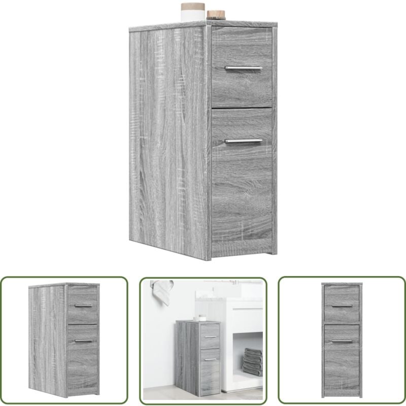 The Living Store - vidaXL Armoire de salle de bain étroite avec roulettes sonoma gris