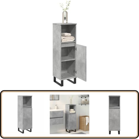 vidaXL Armoire de salle de bain gris béton 30x30x100 cm