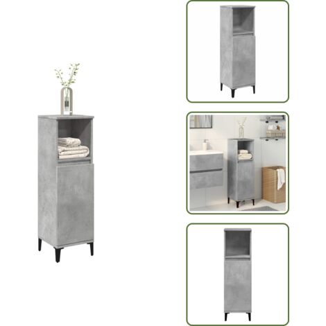 vidaXL Armoire de salle de bain gris béton 30x30x100 cm