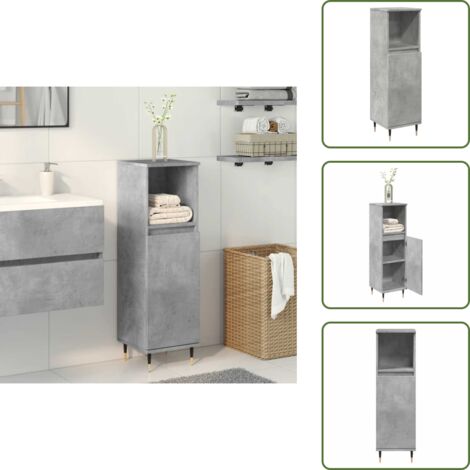 vidaXL Armoire de salle de bain gris béton 30x30x100 cm