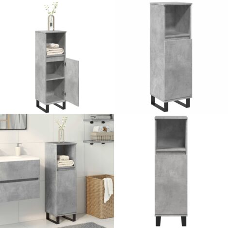 vidaXL Armoire de salle de bain gris béton 30x30x100 cm